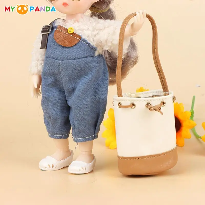 

Модная 1:6 миниатюрная сумка для кукольного домика, сумка на плечо, кожаная сумка, модель сумки, сумка-ведро, кукла, Декор, игрушка, регулируем...