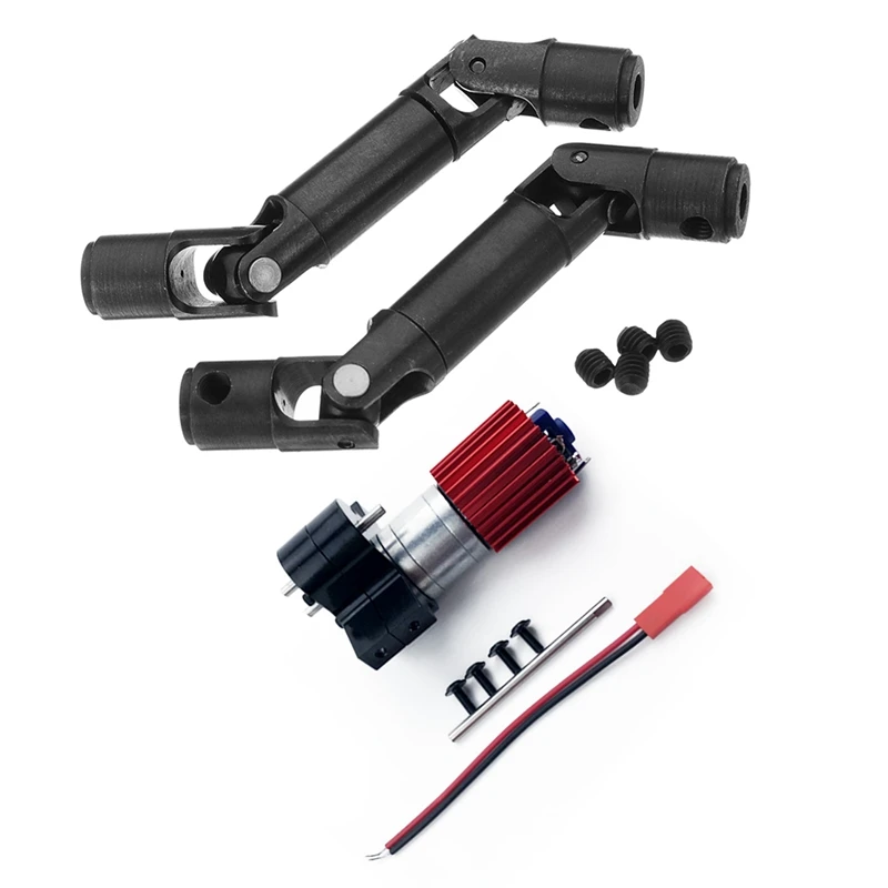 

2 Set RC Car Parts: 1 Set Metal Driving Shaft & 1 Set 370 Brushed Motor+Alloy Heat Sink Gear Box Set With Steel Gears