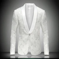2022 jacquard groomsmen white groom tuxedos shawl lapel men suits wedding prom best man blazer jacket