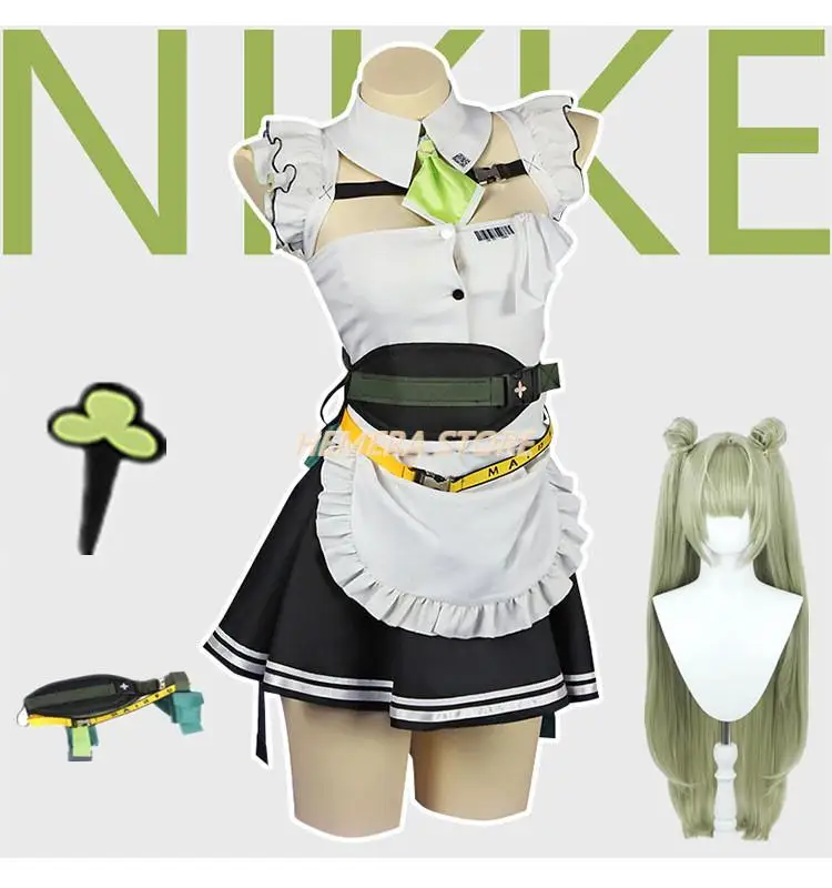 Nikke The Goddess Of Victory Soda Cosplay Costume Game Nikke Kawaii Sexy Maid Suit Woman Maid Uniformbirthday Gifts Green Wig