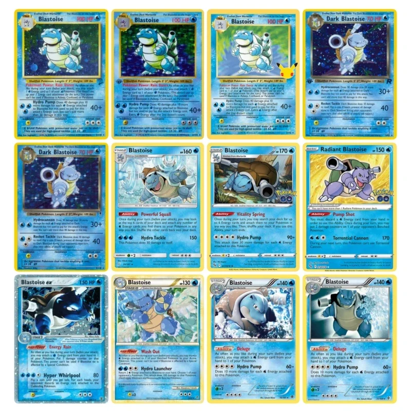 

Мультипликационные герои покемона из сериала бластозы, английская версия, рефракционные карточки, аниме классика, фотоигрушка