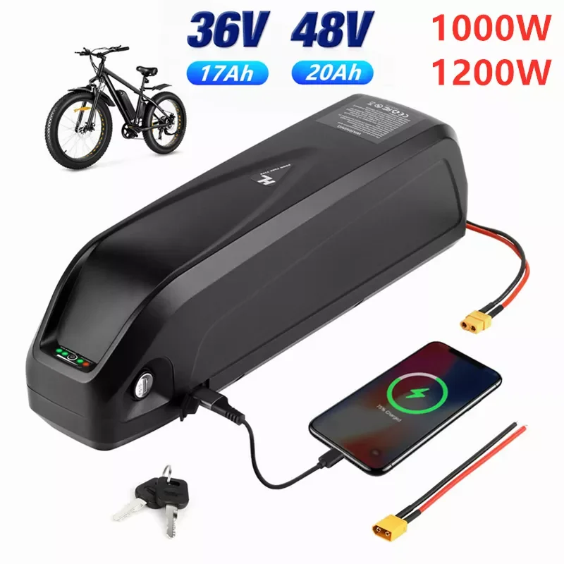 

Hailong Bike Battery Pack 48V 20Ah 36V 17Ah Cells Front Rear Hub / Mid Drive Motor Kit with Charger XT60 Plug