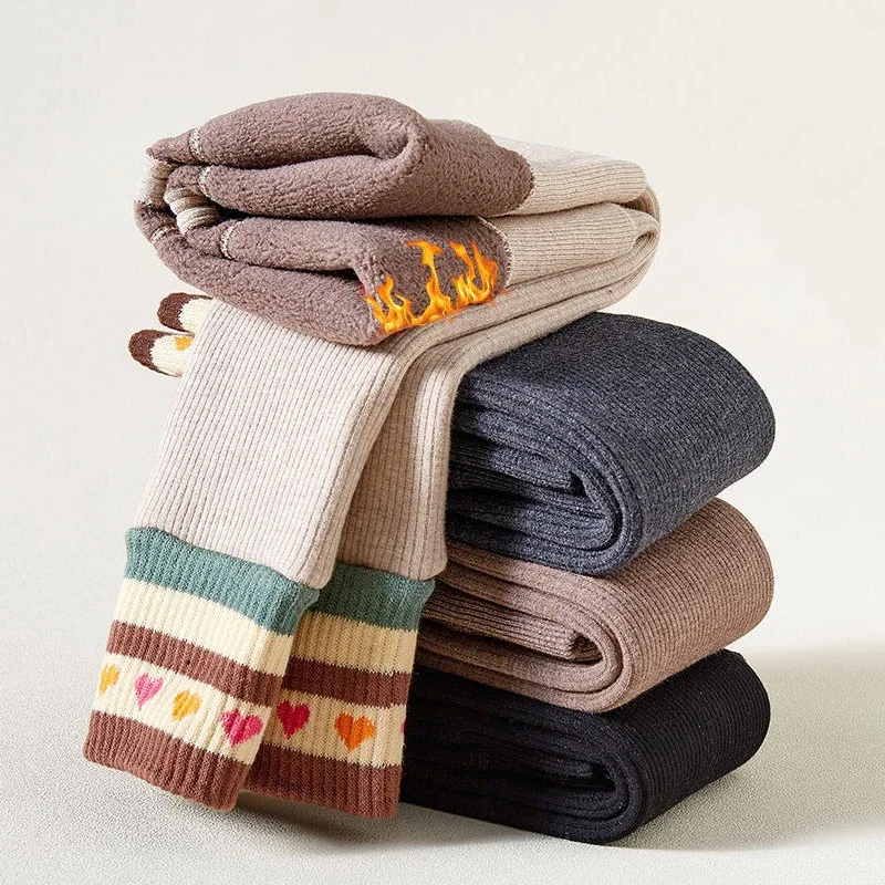 Зимние Утепленные леггинсы для девочек плотные бархатные флисовые брюки теплые