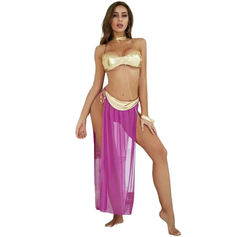 Женский сексуальный бюстгальтер принцессы Леи из лакированной кожи с