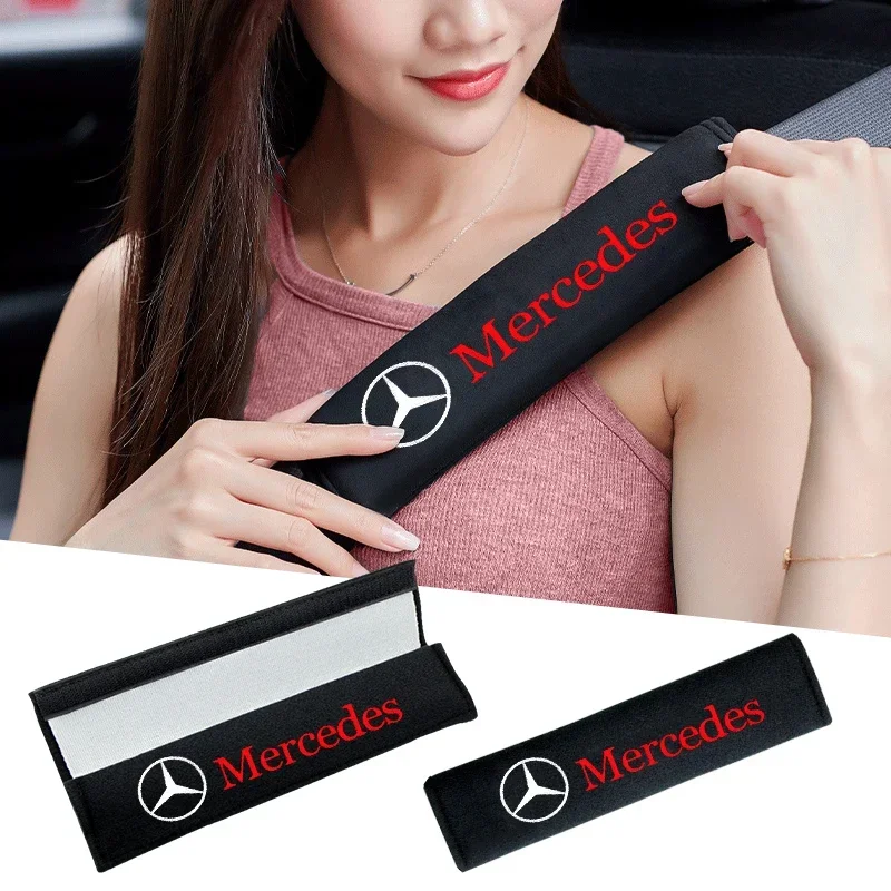 2Pcs Seat Belt Cover Car Styling Cotton Safety Shoulder Protector for Mercedes Benz AMG GLE GLS CLS GLC CLA GLA Auto Accessories