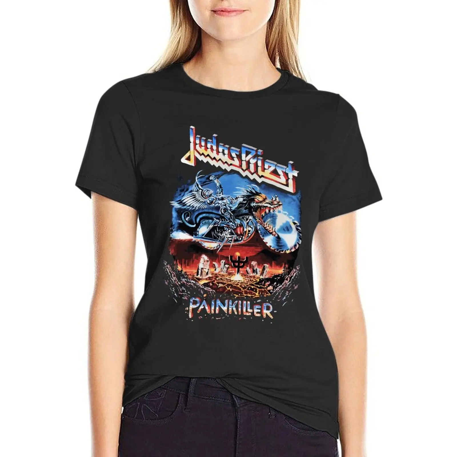 

Judas Priest Painkiller Hard Rock Band Oversize T Shirts For Womens Clothes Short Sleeve Streetwear Plus Size Tops Tee