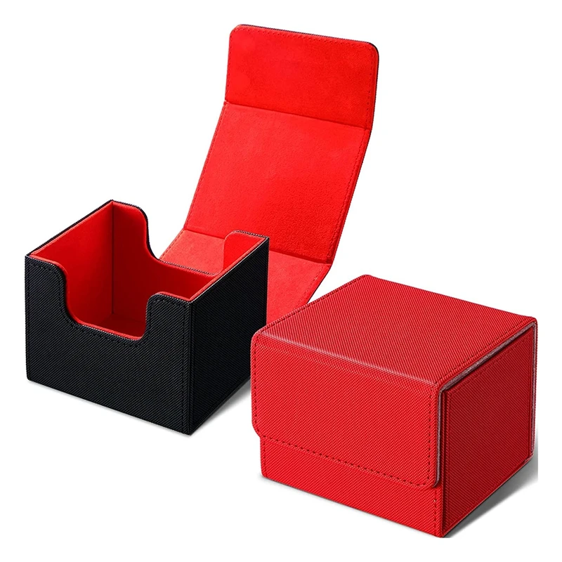 

2 Boxes Leather Deck Card Boxes Large Size Fit 100+ Sleeved Cards Deck Game Box 100 Cards For MTG Trading Card Games TCG