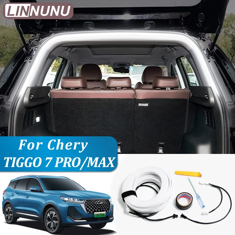 Фото LINNUNU для Chery Chirey Tiggo 7 pro max 2025 2024, светодиодная лента для багажника автомобиля, атмосферный свет, модифицированные аксессуары для интерьера