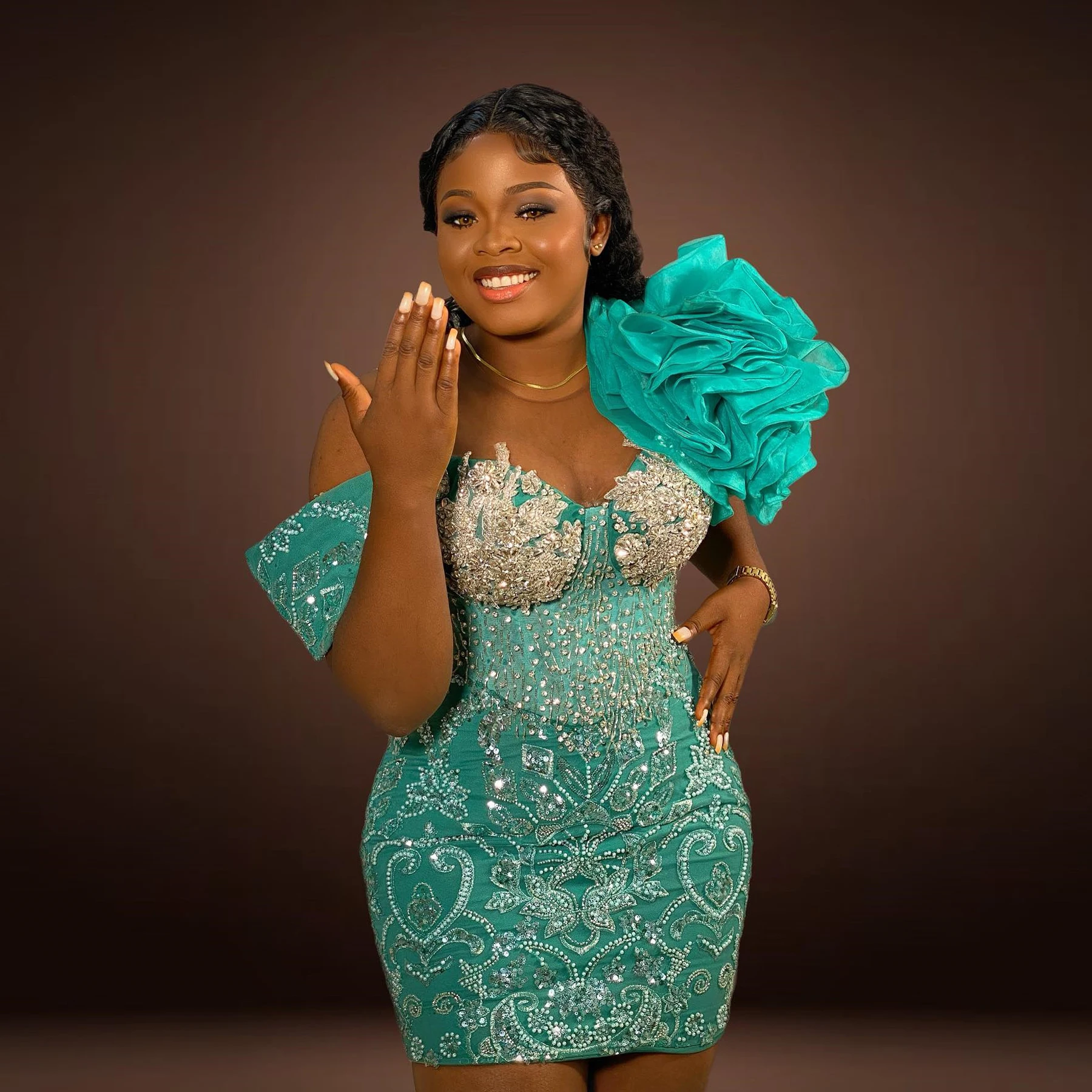 Черное женское платье с блестящими кристаллами и оборками мини-платье Aso Ebi для