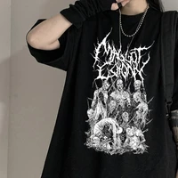 woment shirt goth female aesthetic loose men punk dark grunge streetwear gothic top tee t shirts summer harajuku y2k clothes