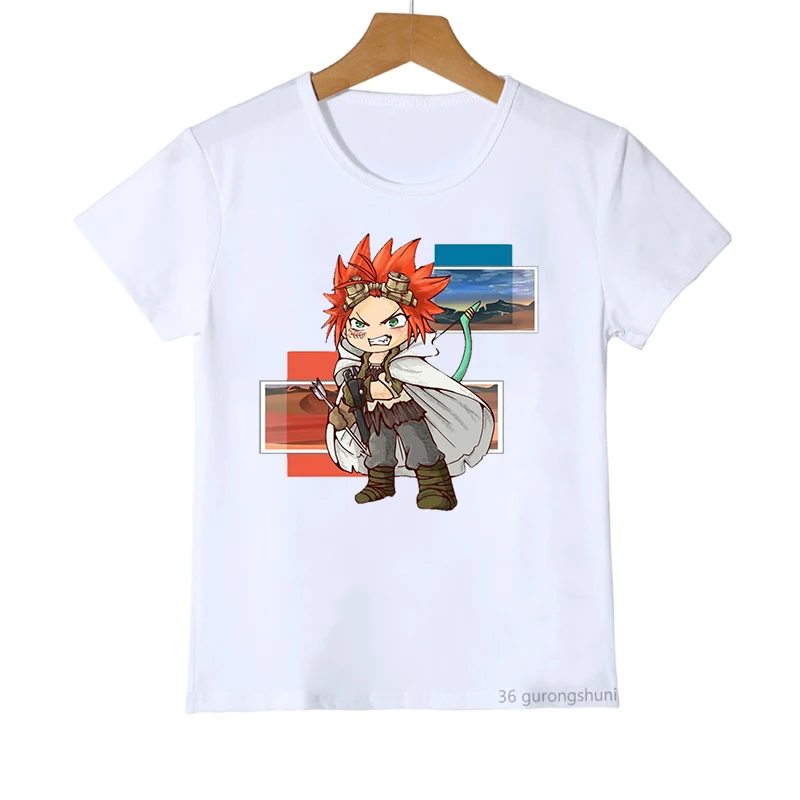 

Футболка для мальчиков и девочек с японским аниме Bisco Akaboshi, универсальная одежда с мультяшным принтом для мальчиков и девочек, летняя детская футболка, белые топы