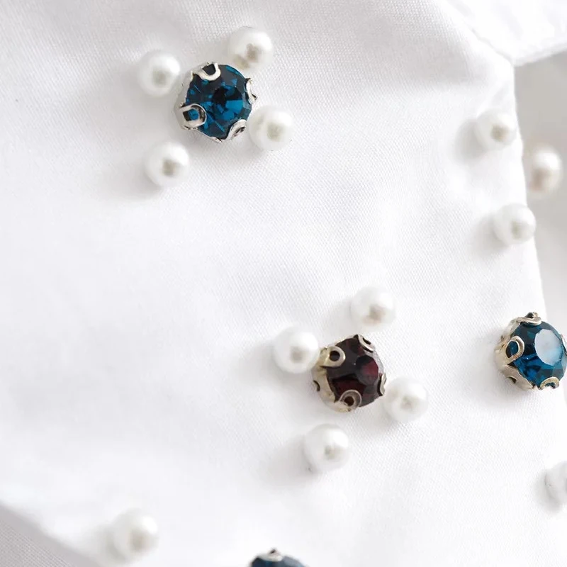 Merodi модные украшения для девочек белые длинные рубашки с отложным воротником