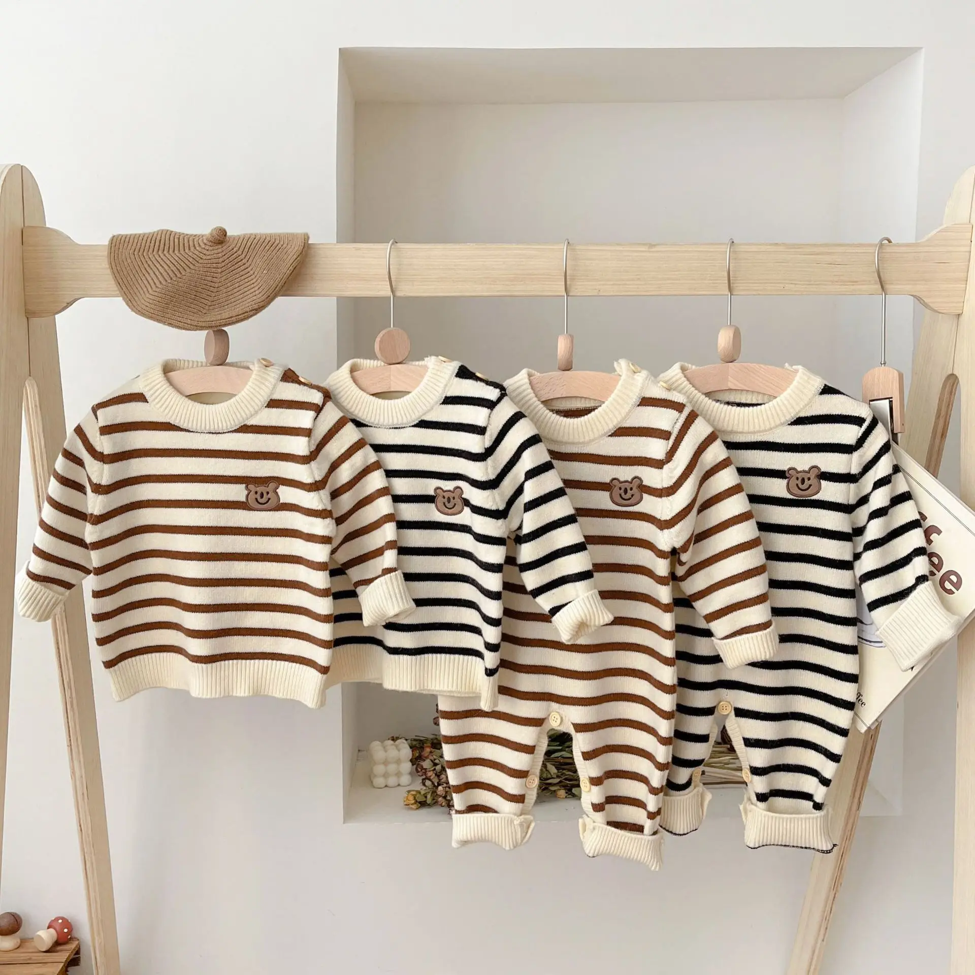 Корейская одежда для малышей на весну и осень новый стиль детский вязаный