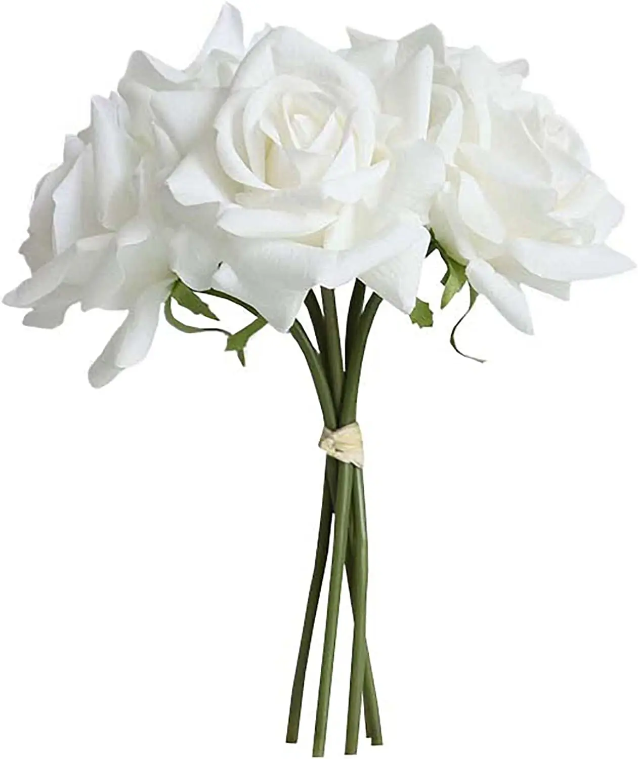 

5pcs Rose Bouquet Artificial Flowers Silk White Rose Real Looking Flower for Wedding Bridesmaid Party Centerpieces Arrangement