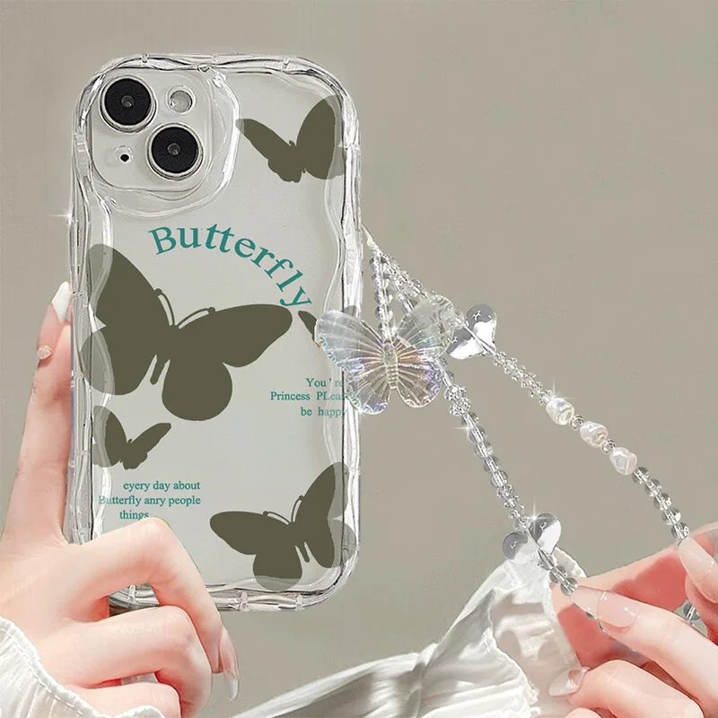 Чехол из ТПУ с 3D цепочкой-бабочкой для Infinix Smart 8 7 Hot 40 Pro 30i 40i Spark 20 10 20C 10C Go
