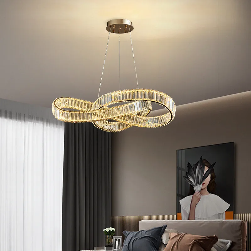 

Crystal Chandelier Lighting Modern Luxury Gold Hanging Crystal Bedroom Chandelier For Living Room Lights Dimmable Led Lighting