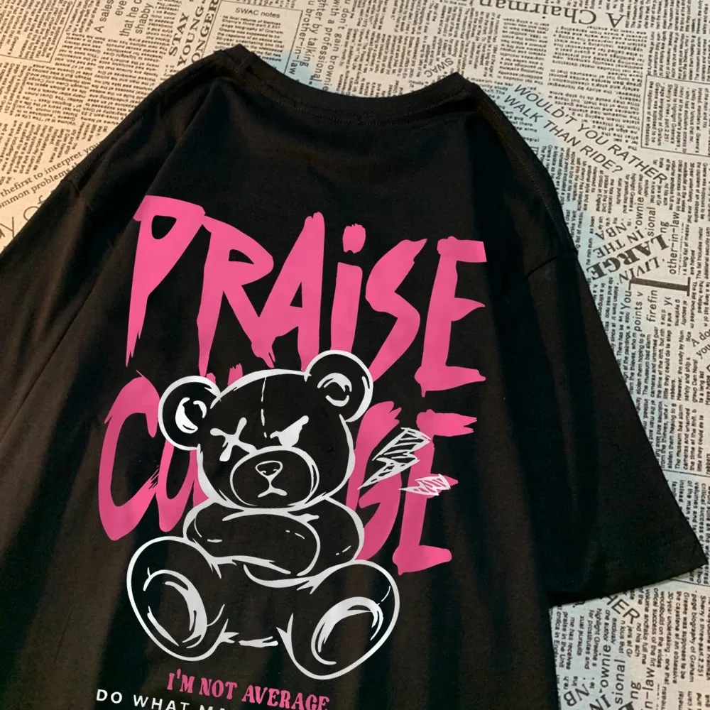 Женская Футболка С Рисунком Плюшевого Мишки 2024 Хлопковый Летний Топ Круглым