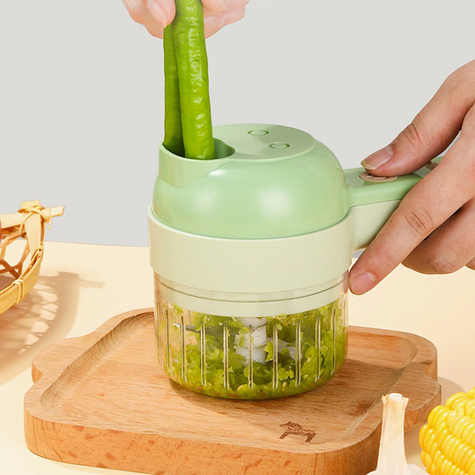 

4 In 1 Handheld Electric Vegetable Cutter Set Mini Wireless Food Choppers Wireless Electric Garlic Food Onion Food Processor