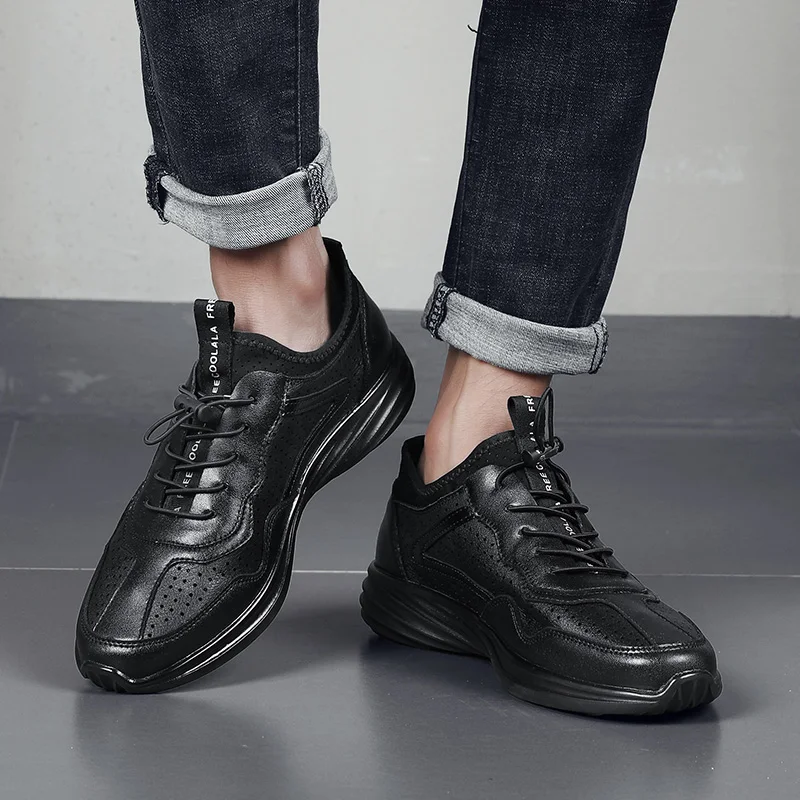 

2022 Summer New Leather Hollow Men's Casual Shoes Fashion Comfortable Wear-resistant Shoes Outdoor Breathable Non-slip Man Shoes