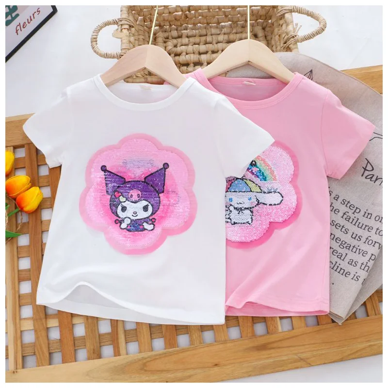 

Топ с коротким рукавом и блестками для девочек