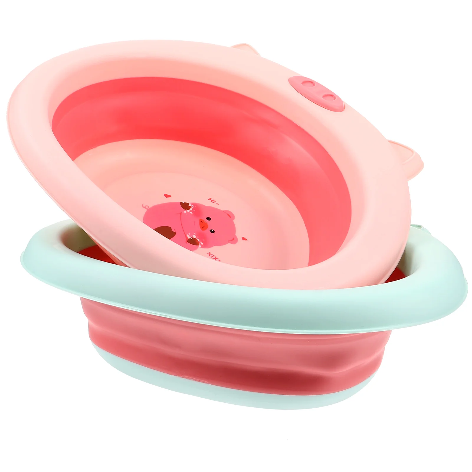 

2 Pcs Toddler Washtub Folding Collapsible Basin The Face Infant Plastic Baby Washbasin Foldable Bucket Kids Washbasins