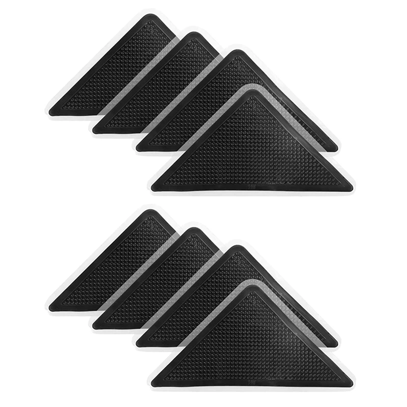 

Best 8Pc Rug Gripper With 8Pcs Auxiliary Stickers Double Sided Anti Curling Non Slip Reusable Rug Pad Washable Rug Tape