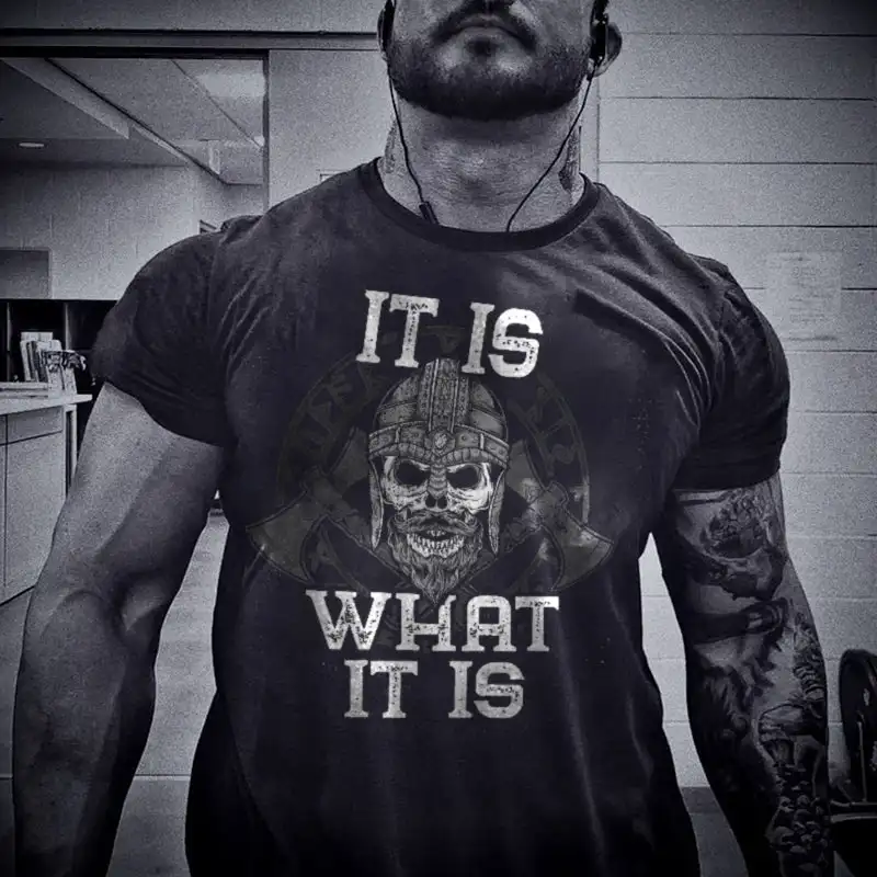 

Badassdude It Is What It Is Vikings Soldier Printing Men's Casual Fashion T-shirt