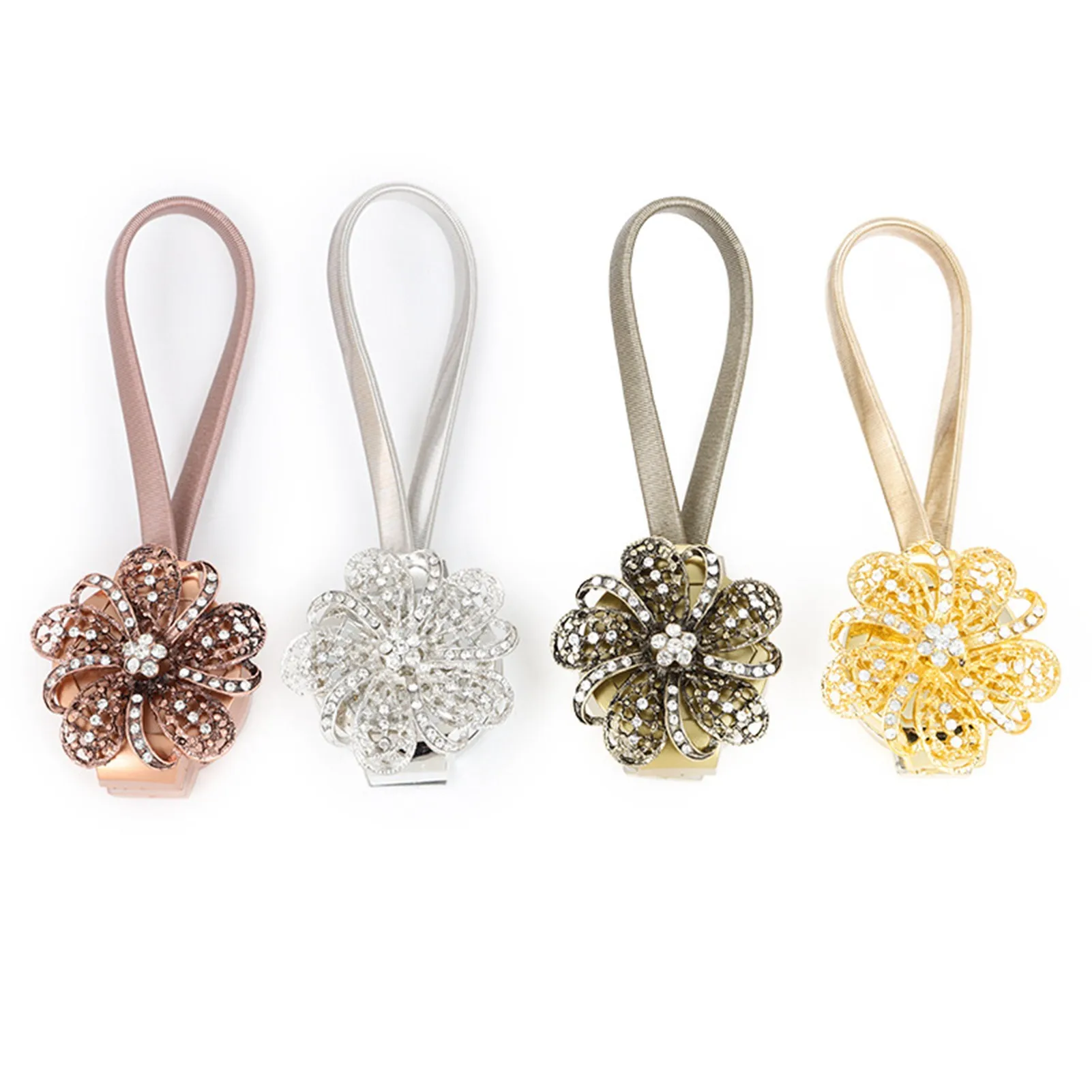 

1 Pc Rhinestone Flowers Design Magnetic Curtain Clip Buckle Curtain Tie Back Holdback Curtain Decorative Accessories Home Decor