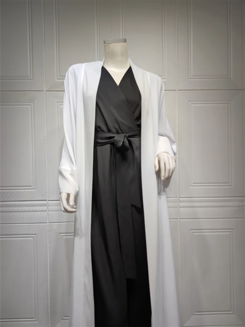 Front Open Abaya for Women Brief Fashion Solid Patchwork Arab Dubai Moroccan Kimono Corban Eid New Islamic Outsider Robe 2023