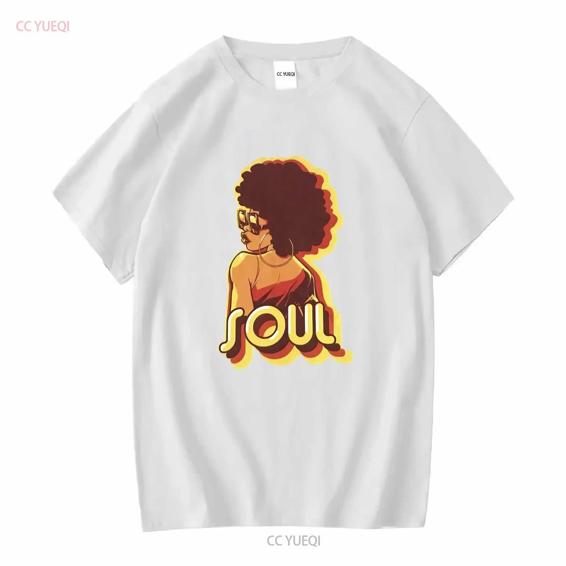 Фото Футболка SOUL с принтом Hot Afro Girl Soultrain, мужская, черная, размер XL, очень редкая, с длинными или короткими рукавами, винтажная, мягкая, стильная, с графическим принтом. №3