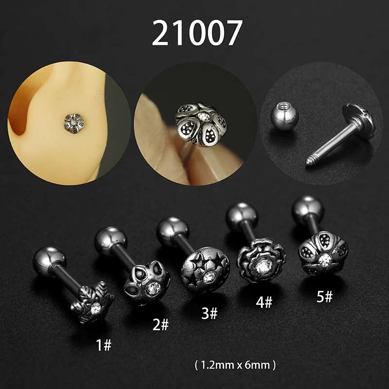 

1PCS 16G Stainless Steel Small Cartilage Earring Star Flower Tiny Tragus Helix Rook Ear Piercing Jewelry Gift