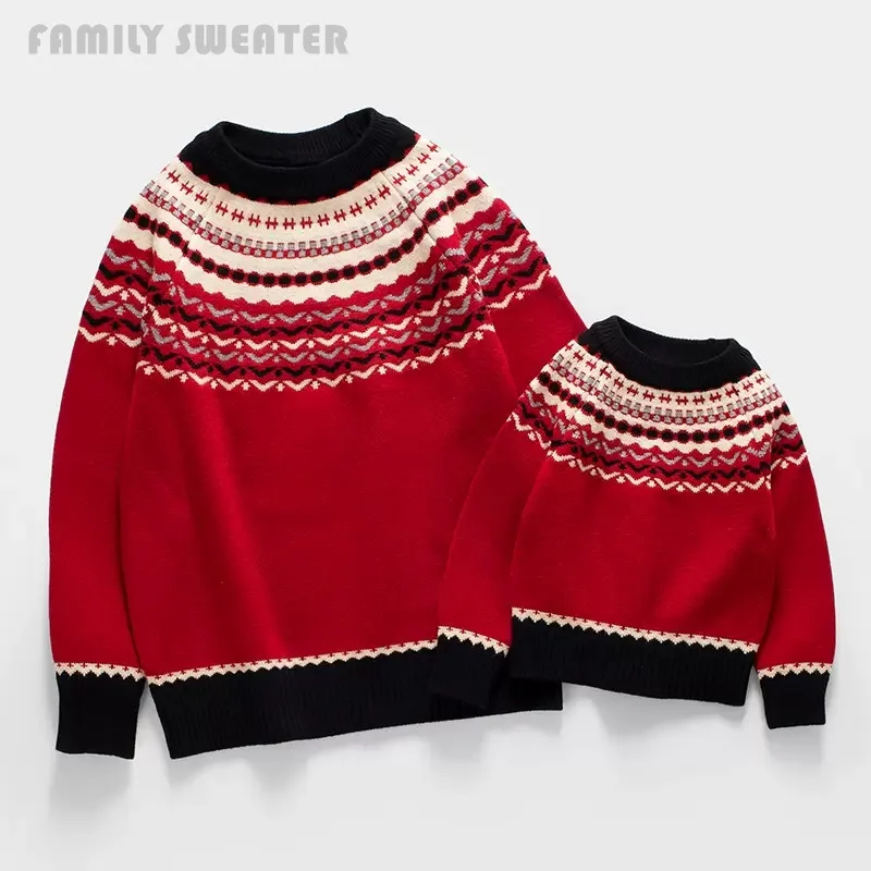 

Family New Year Christmas Sweater Dad Mom And Children Knit Cardigan Baby Boy Girl Knitwear Men Knitted Jumper Womens Sweaters