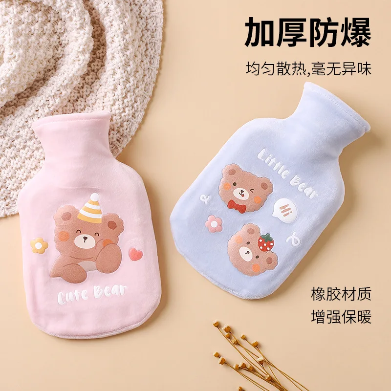 

Резиновая бутылка для воды с милым мультяшным медведем, сумка для воды, плюшевая теплая сумка для воды, Студенческая портативная теплая сум...