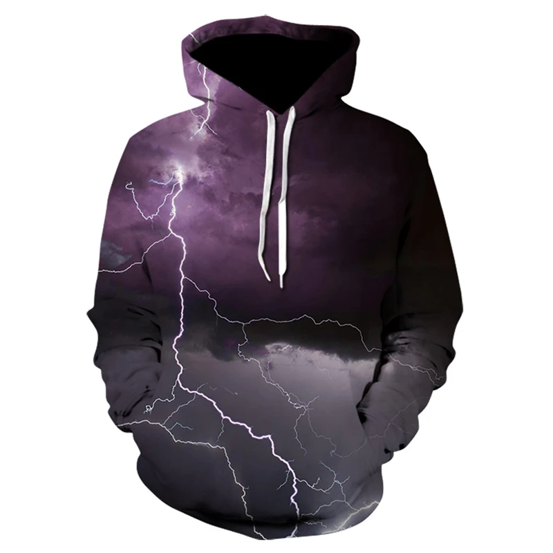 

Novelty 3D Printing Lightning Pattern Popular 2022 Autumn And Winter New Fashion Tops Hip Hop Men's Women's Hooded