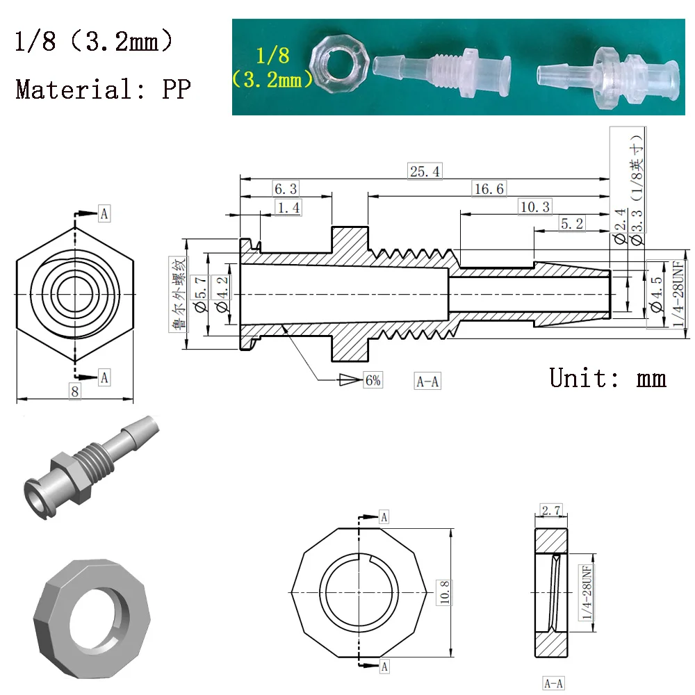 

Пластиковый воздушный клапан Luer Lock Adapter PP