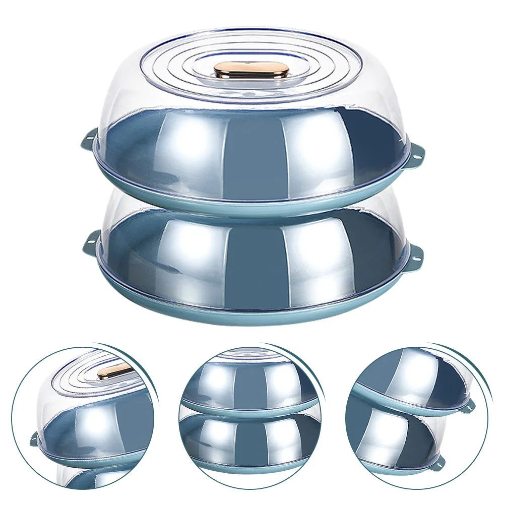 

Plastic Plate Cover Practical Plate Double Tier Plate Lid with Non-slip Handle