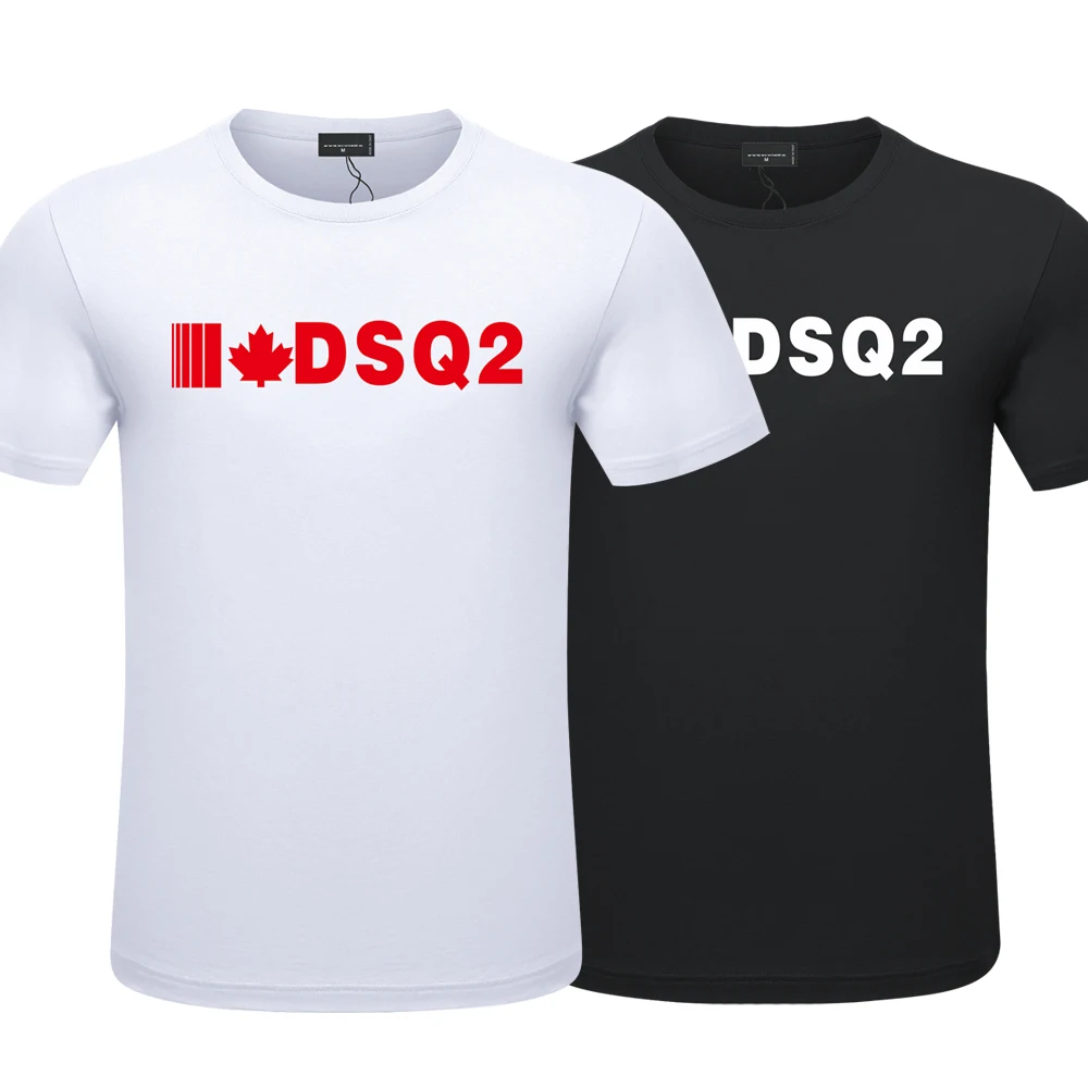 DSQ2 DSQICON2 новые мужские летние хлопковые футболки с изображением кленовых листьев, модные повседневные мужские классические топы высокого качества с коротким рукавом