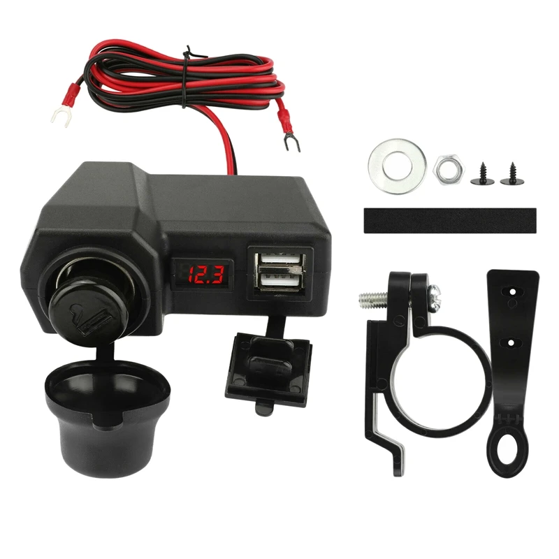 

Waterproof Motorcycle Handlebar Dual 2 USB Phone Charger Lighter Socket Motorcycle Accessories