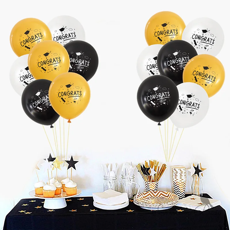 

10/15Pcs 12inch Congrats Latex Balloons Happy Graduation Party Decorations Congraduation Graduates Grad Celebration Air Globos