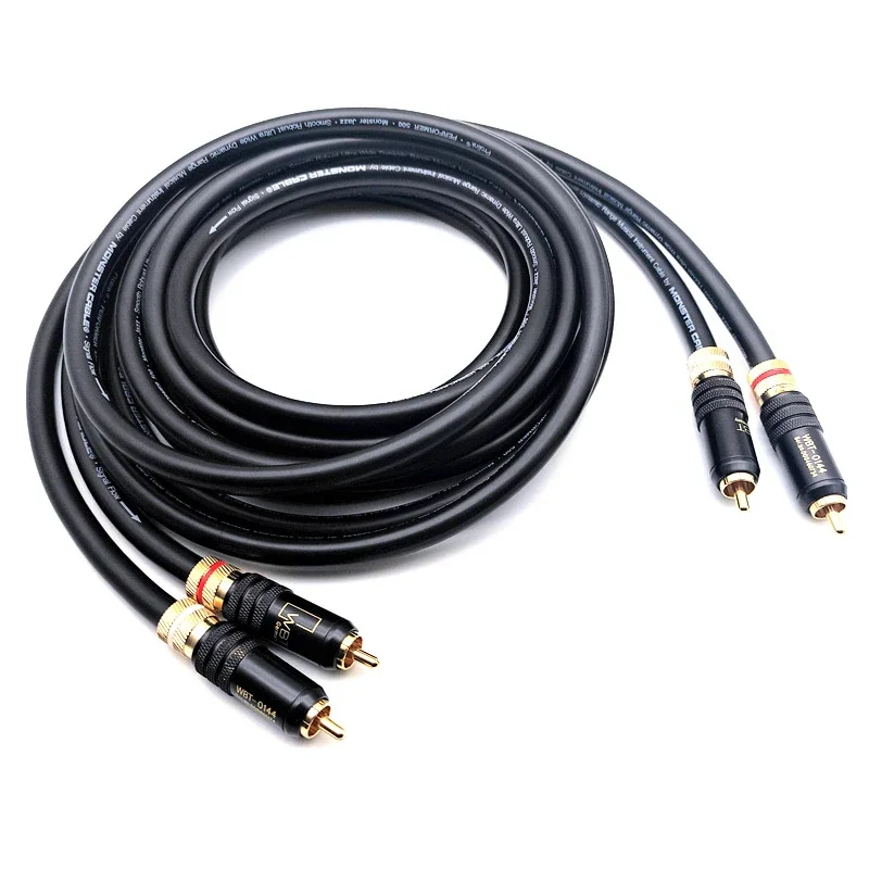 Фото Пара кабелей RCA из чистой меди M-500, штекер-папа, аудиофильская Hi-Fi аудиосигнальная линия, штекер WBT №2