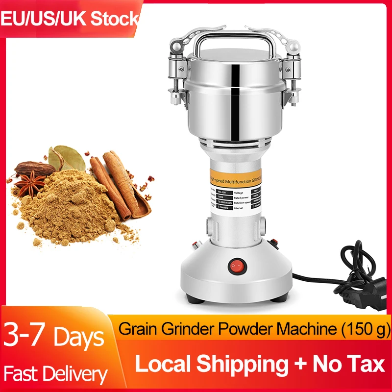 

150g Grain Grinder Powder Machine Electric 28000RPM Stainless Steel 3 Blade Timing Grinder Spice Vanilla Coffee Food Grinder