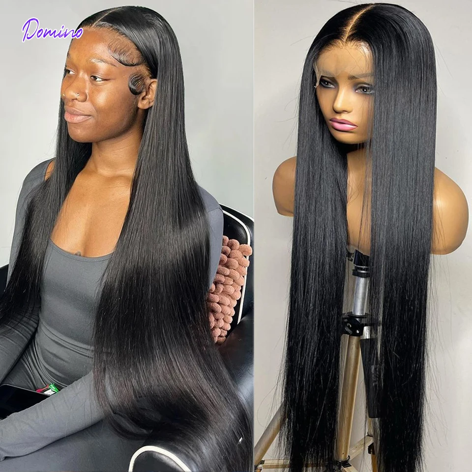 Domino 30 Inch Bone Straight 13X4 Lace Front Human Hair Wigs Brazilian 4X4 Lace Closure Wig Transparent Lace Frontal Wig