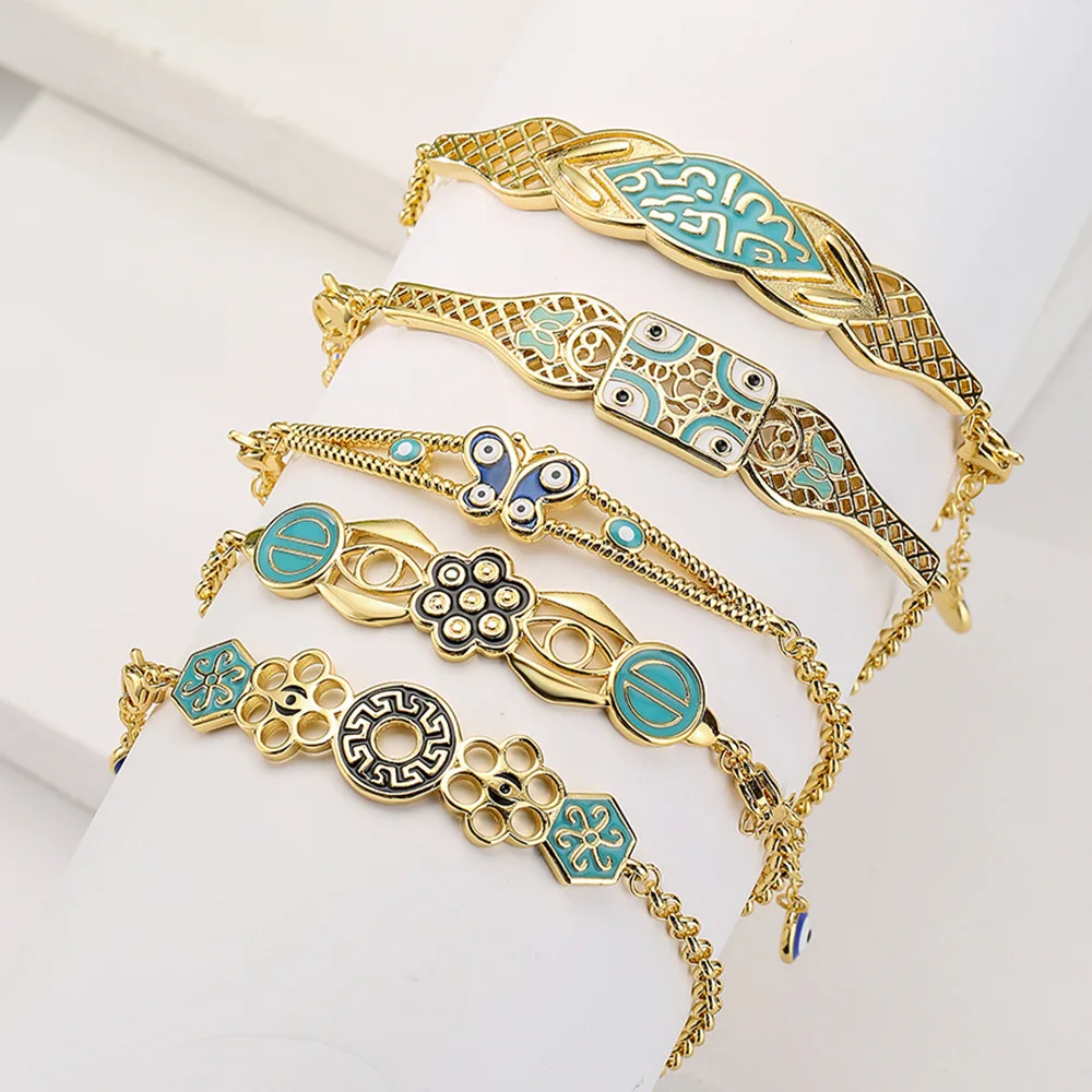 

Copper Plated 18 Karat Gold Drip Oil Bohemian Bracelet Female Design Niche Hand Jewelry