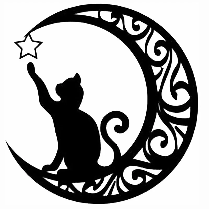 

Moon and Cat Metal Wall Art Metal Wall Sculpture Cat Silhouette Wall Hanging Home Living Room Interior Decoration Metal Art