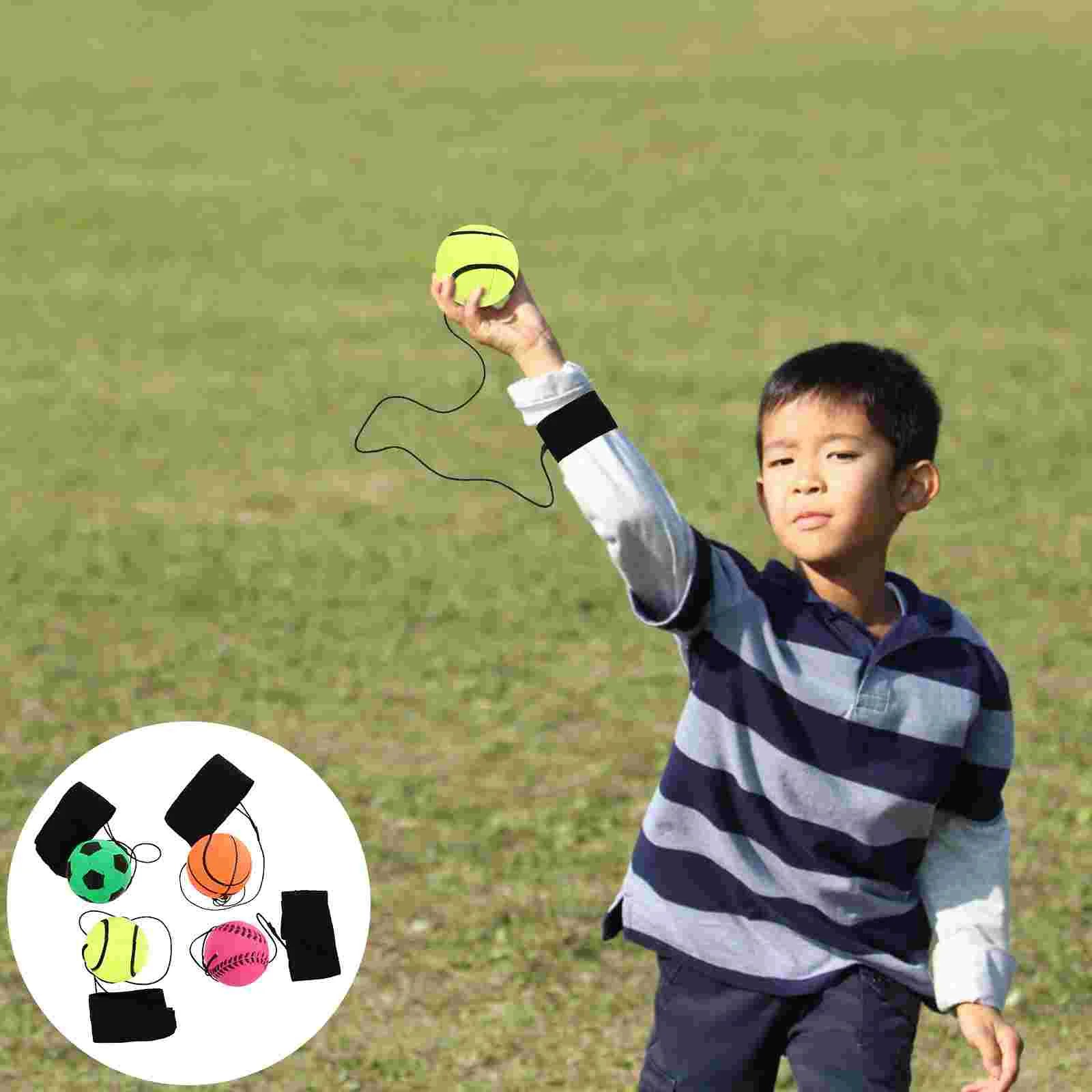 

4 Pcs Toys Fluorescent Bouncy Ball Balls Throwing Elastic Hand Toss Kids Plaything Parent-child Stress