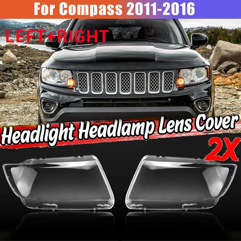 

For Jeep Compass 2011-2016 Car Headlight Lens Cover Headlight Lampshade Front Light Shell Cover