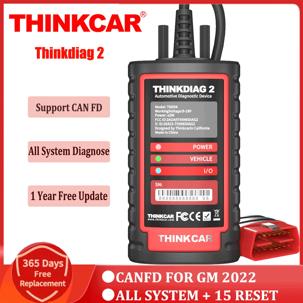 

THINKCAR Thinkdiag 2 поддерживает протоколы CAN FD OBD2 сканер подходит для автомобилей GM марки ЭБУ кодирование активный тест инструмент для диагностики...