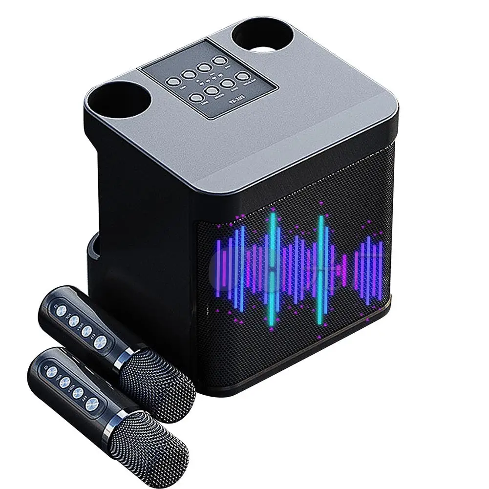 

100W Wireless Dual Microphone Bluetooth-compatible Speaker Portable Smart External Karaoke Device Supports Voice-changing