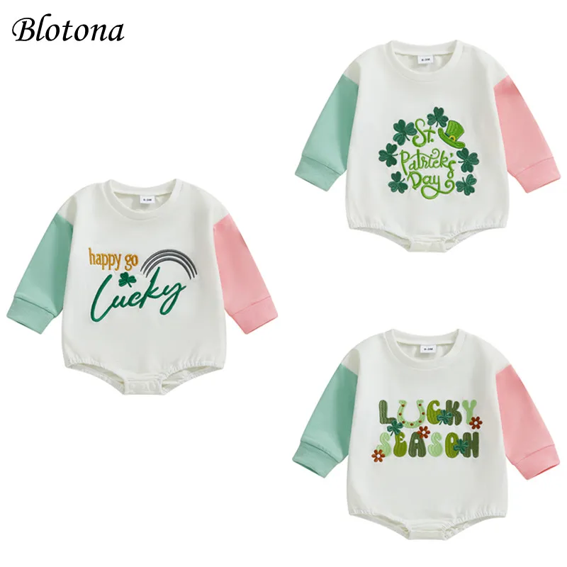 Толстовка Blotona для маленьких девочек и мальчиков комбинезон с буквенным клевером