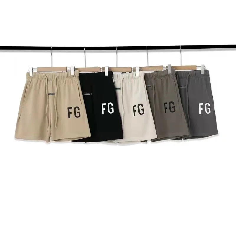 

KANYE WEST primavera e verão nova marca de moda de rua ESSENTIALS 1:1 FG impressão de letras shorts de cintura elástica masculina calças femininas soltas e casuais de tamanho grande Justin Bieber